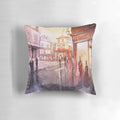 Watercolor painting of a scenic sunset over the Montmartre district in Paris, France