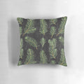 Watercolor pine branches pattern on black background throw pillow