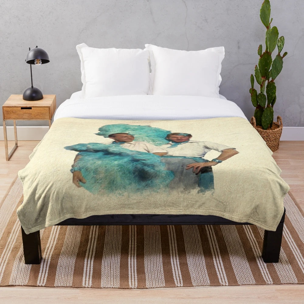 Watercolor plush blanket with vintage film design