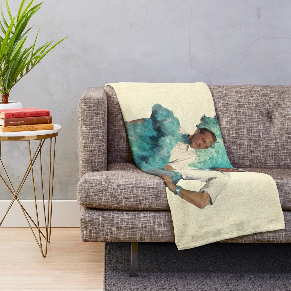 Watercolor plush blanket with vintage film design