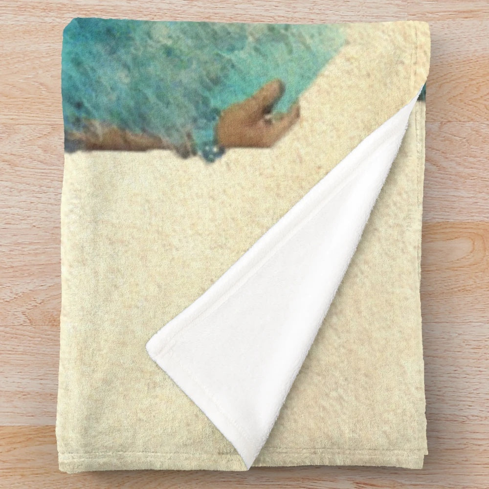 Watercolor plush blanket with vintage film design