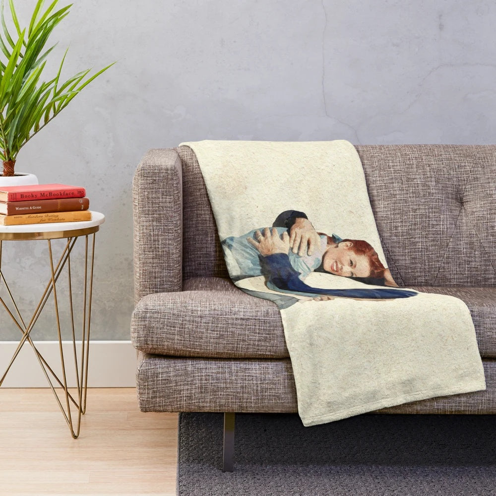 Watercolor plush blanket featuring old Hollywood movie themes
