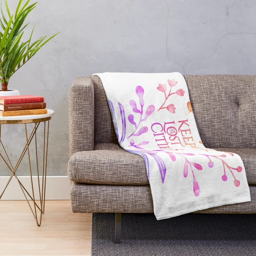 Watercolor floral design plush blanket inspired by the Keeper of the Lost Cities book series