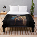 Watercolor plush blanket featuring a design inspired by the classic 80s dance movie Flashdance