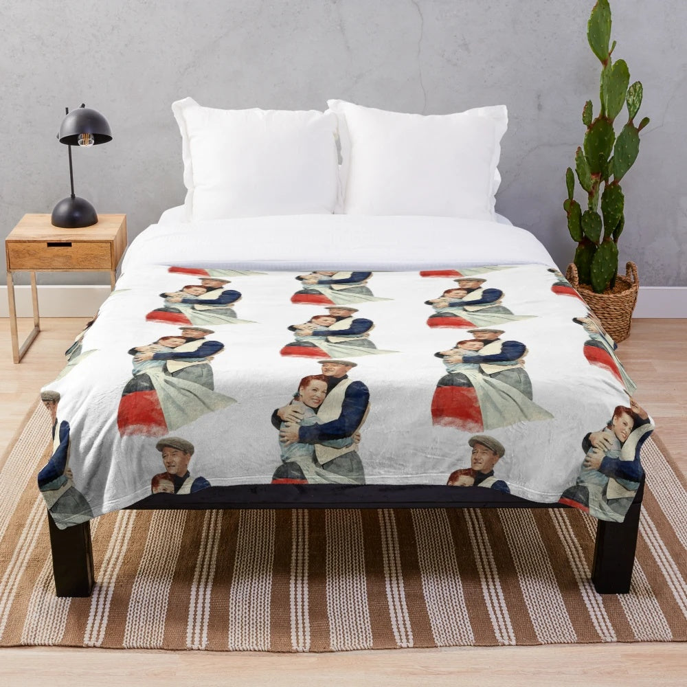 Watercolor plush blanket inspired by the classic film "The Quiet Man