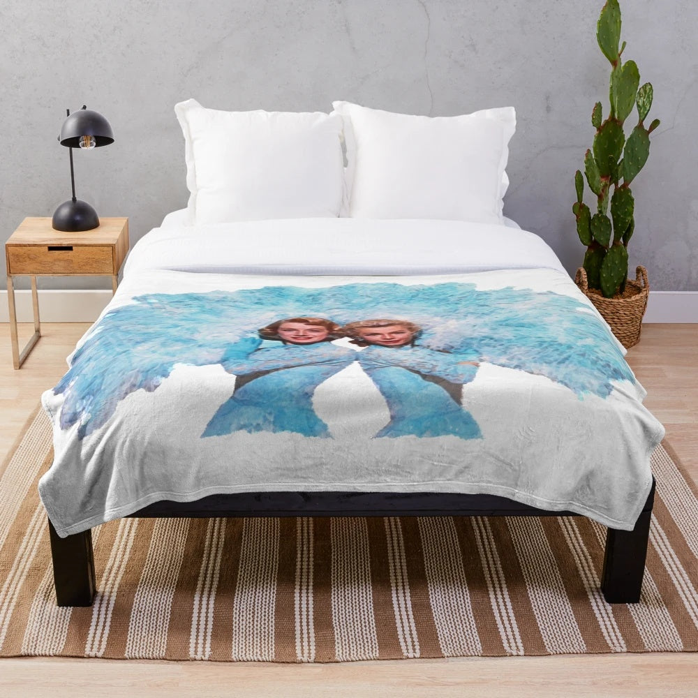 Watercolor plush blanket featuring vintage classic movie inspired design