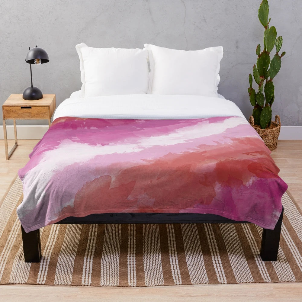 Watercolor pride lesbian plush blanket