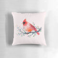 Vibrant watercolor painting of a red cardinal bird perched on a berry branch