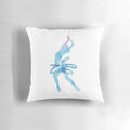 Watercolor silhouette of figure skater performing ice dancing on a decorative pillow