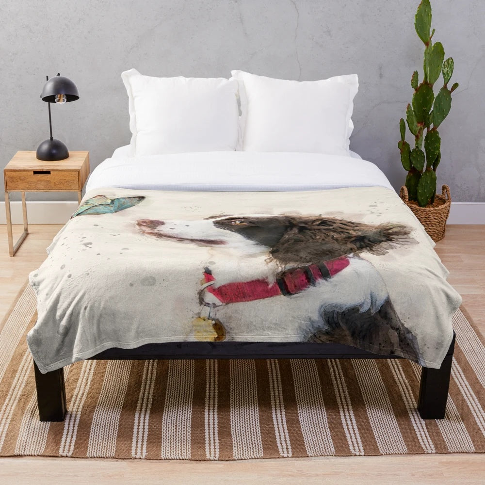 Watercolor English Springer Spaniel Plush Blanket