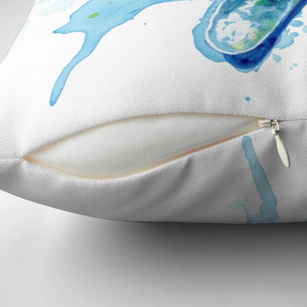 Watercolor starfish pillow for coastal bathroom and nursery decor