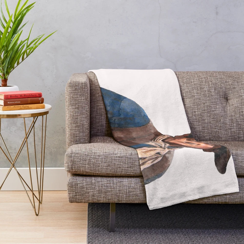 Soft, watercolor-style plush blanket featuring the iconic image of Hollywood legend John Wayne