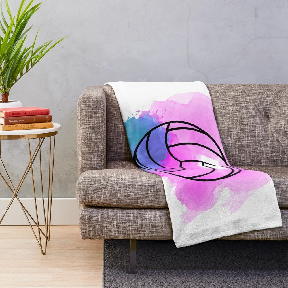Watercolor volleyball plush blanket