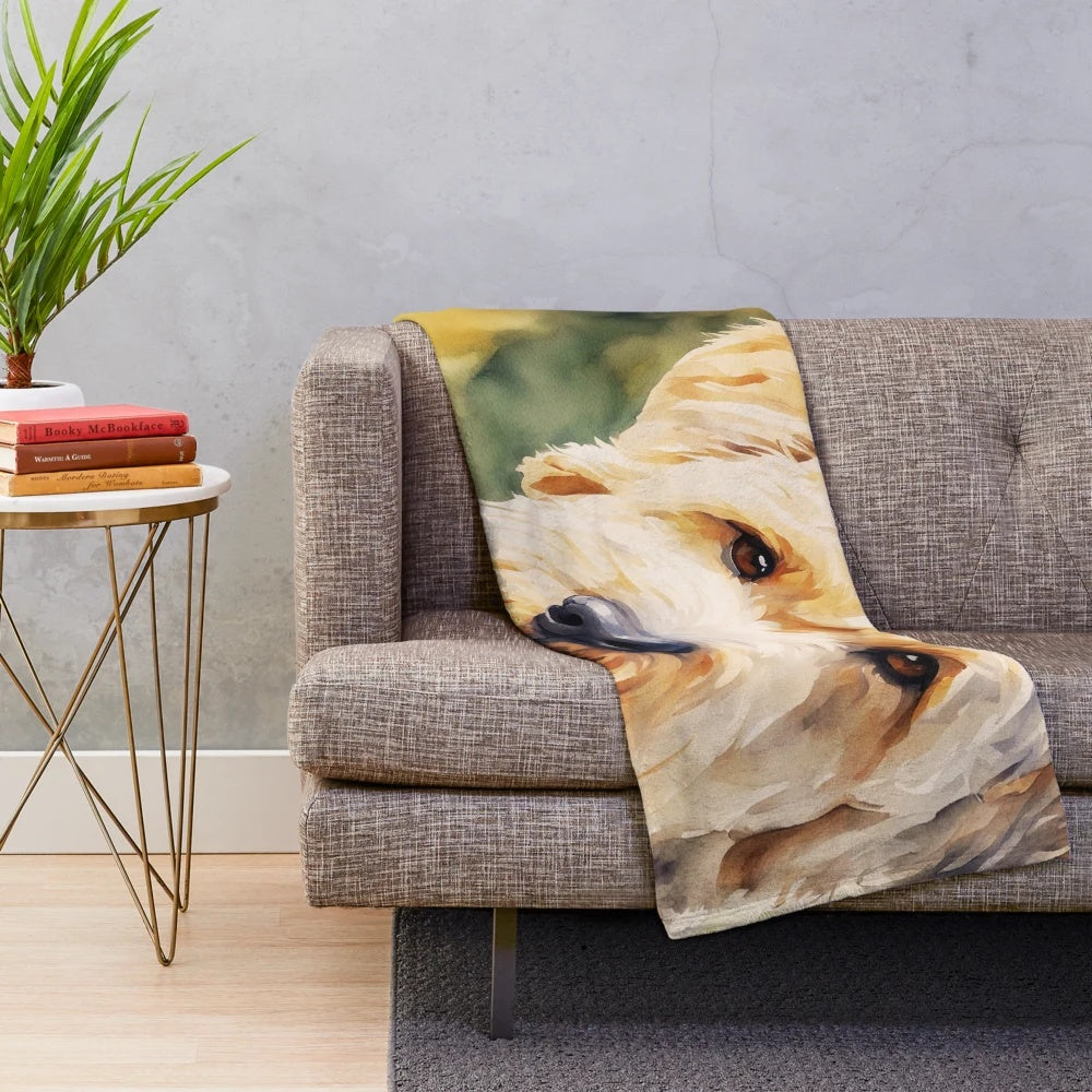Watercolor Wheaten Terrier Plush Blanket