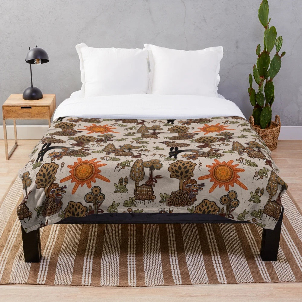 Watership Down inspired plush blanket featuring a seamless rabbit pattern design