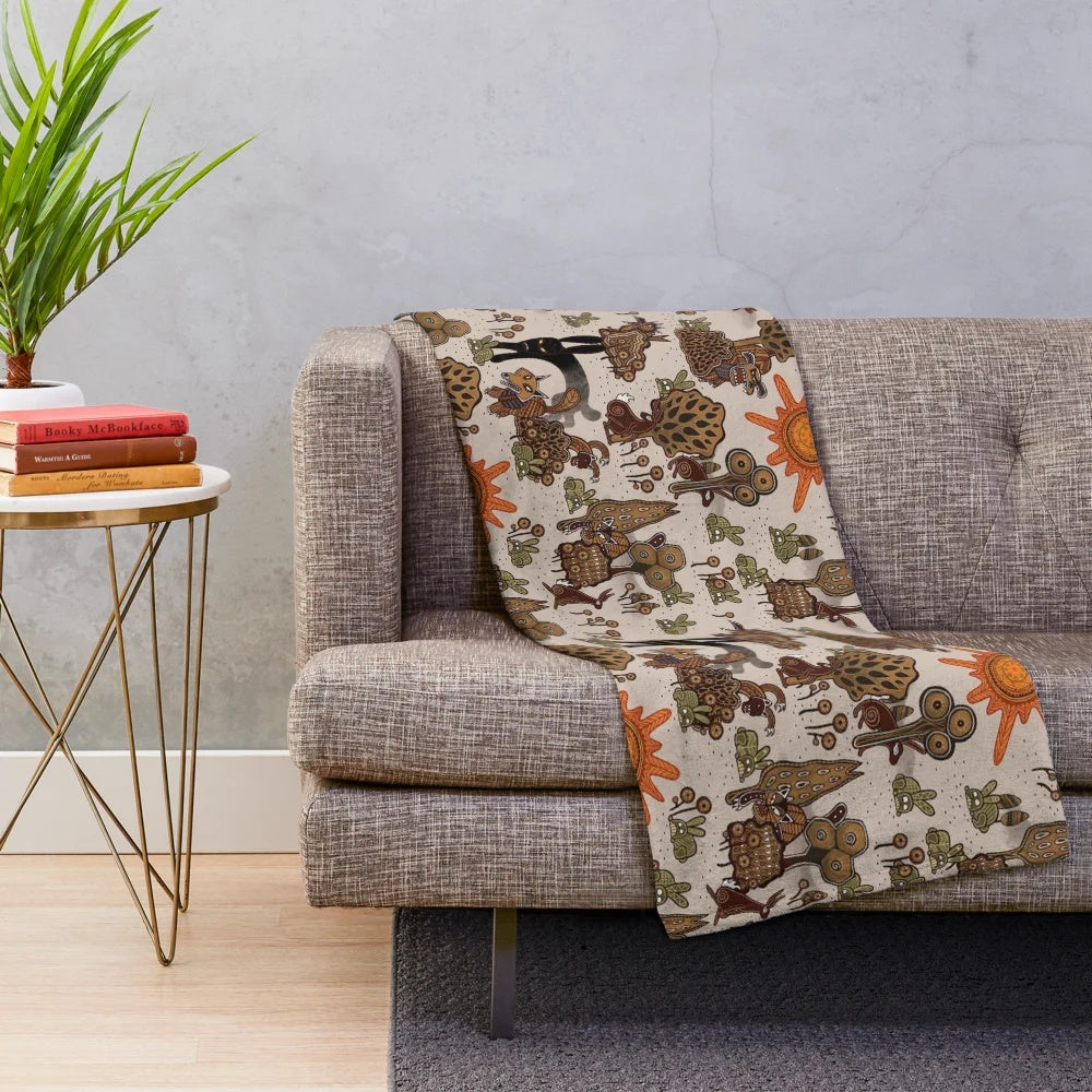 Watership Down inspired plush blanket featuring a seamless rabbit pattern design