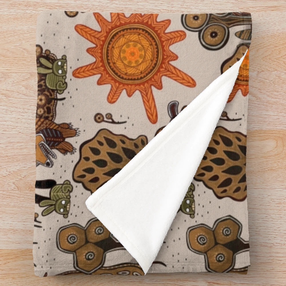 Watership Down inspired plush blanket featuring a seamless rabbit pattern design