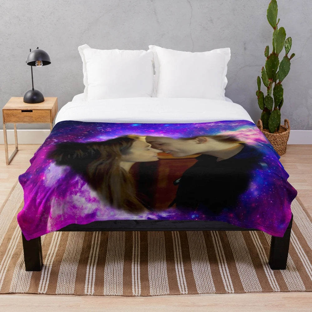 Waverly & Nicole inspired plush blanket featuring a cozy galaxy design
