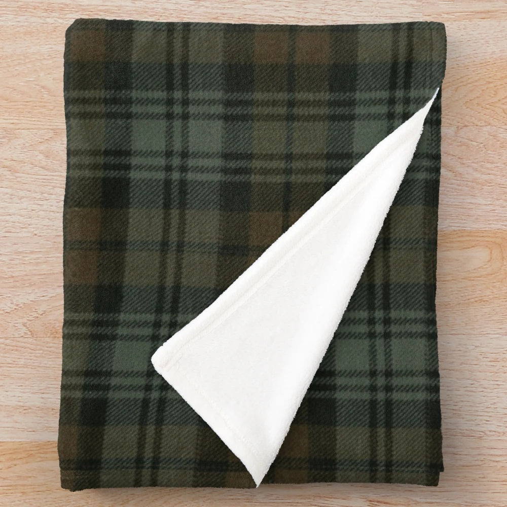 Weathered Black Watch Tartan Plush Blanket