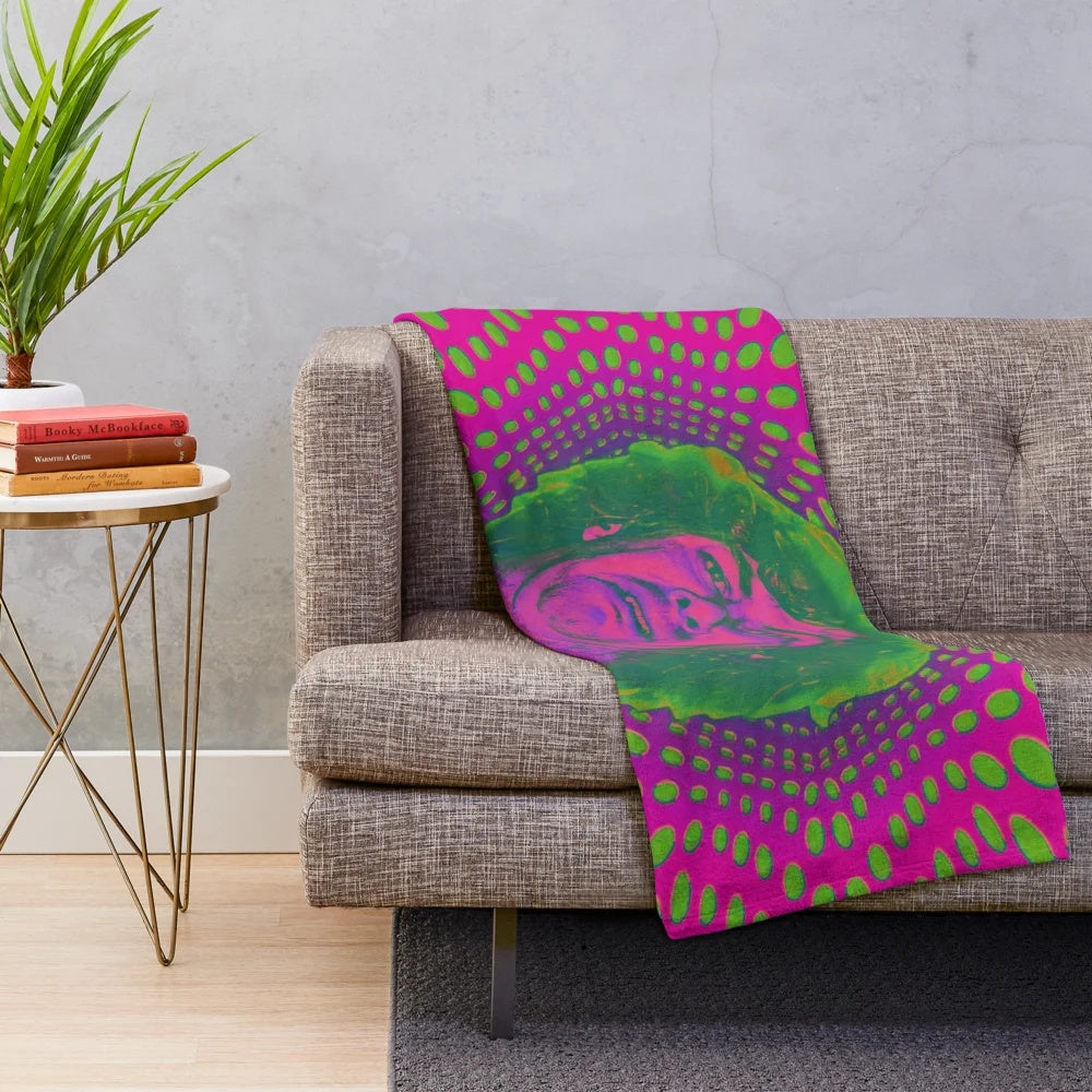 Ween inspired guitar face plush blanket