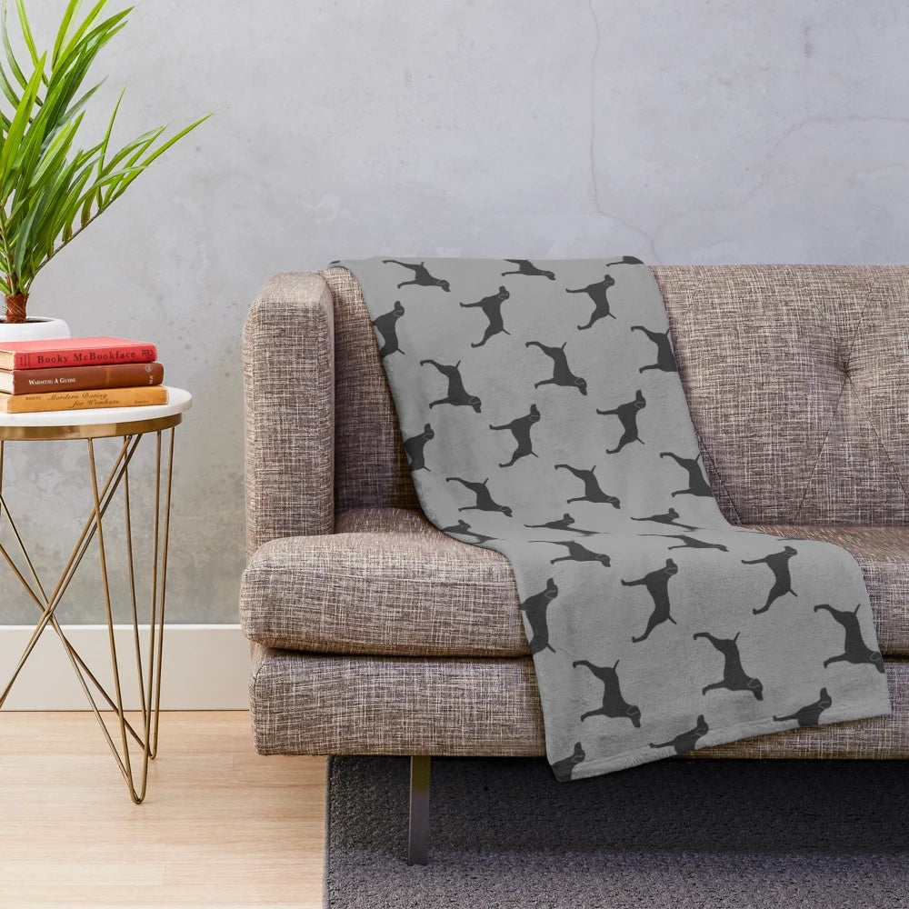 Weimaraner dog breed silhouette design on a plush blanket
