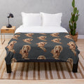 Weimaraner dog portrait on a cozy plush blanket