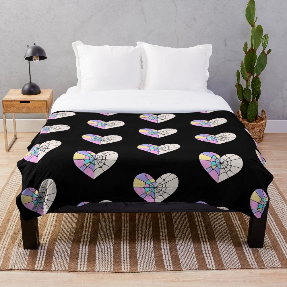Wenclair-inspired plush blanket with dark academia and goth design