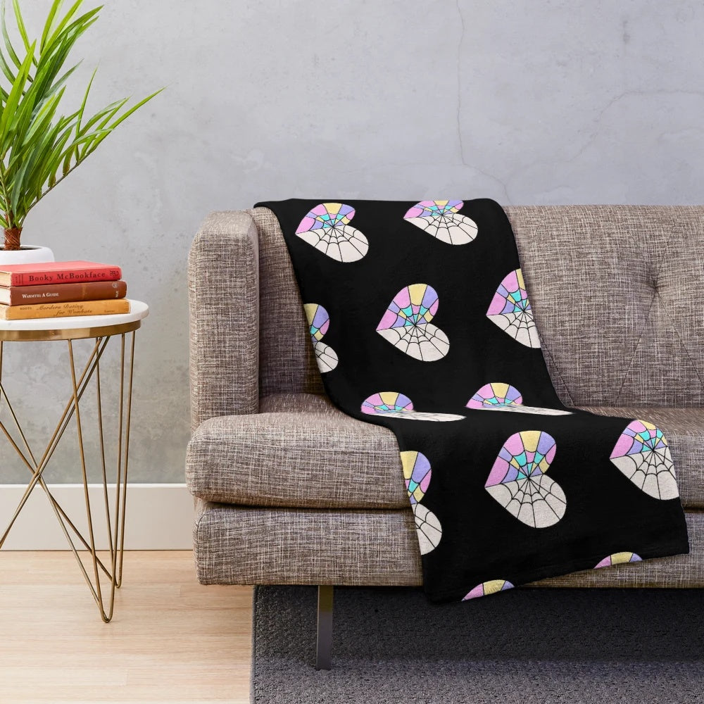 Wenclair-inspired plush blanket with dark academia and goth design