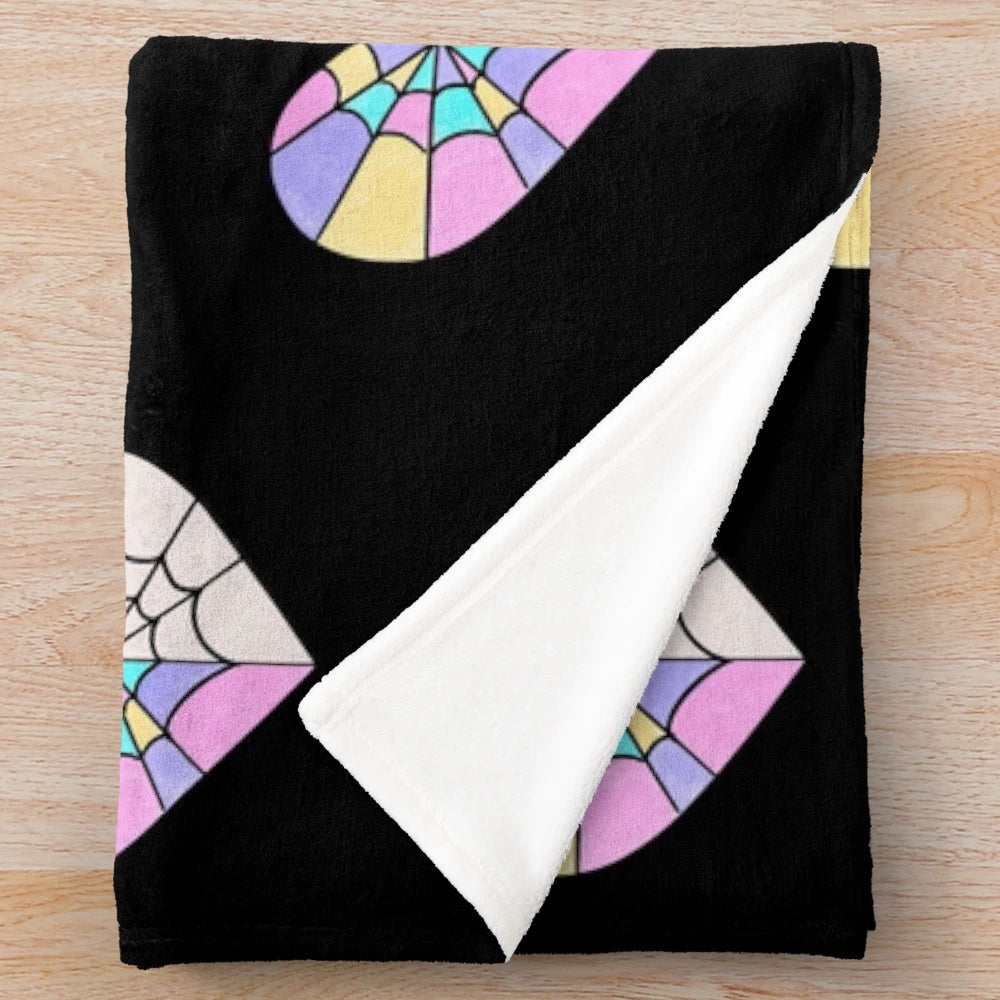 Wenclair-inspired plush blanket with dark academia and goth design