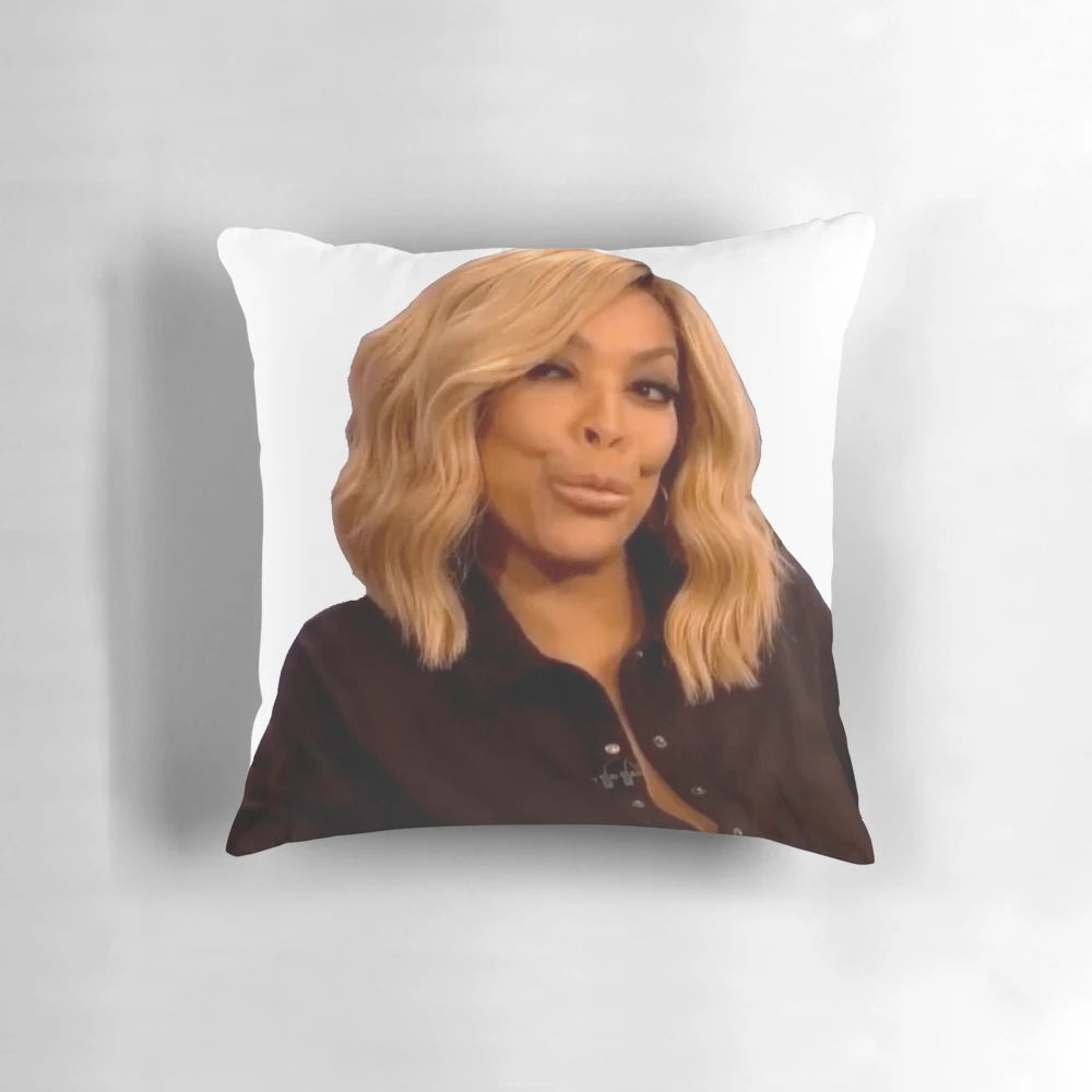 Wendy Williams Suspicious Reaction Pillow with Pursed Lips