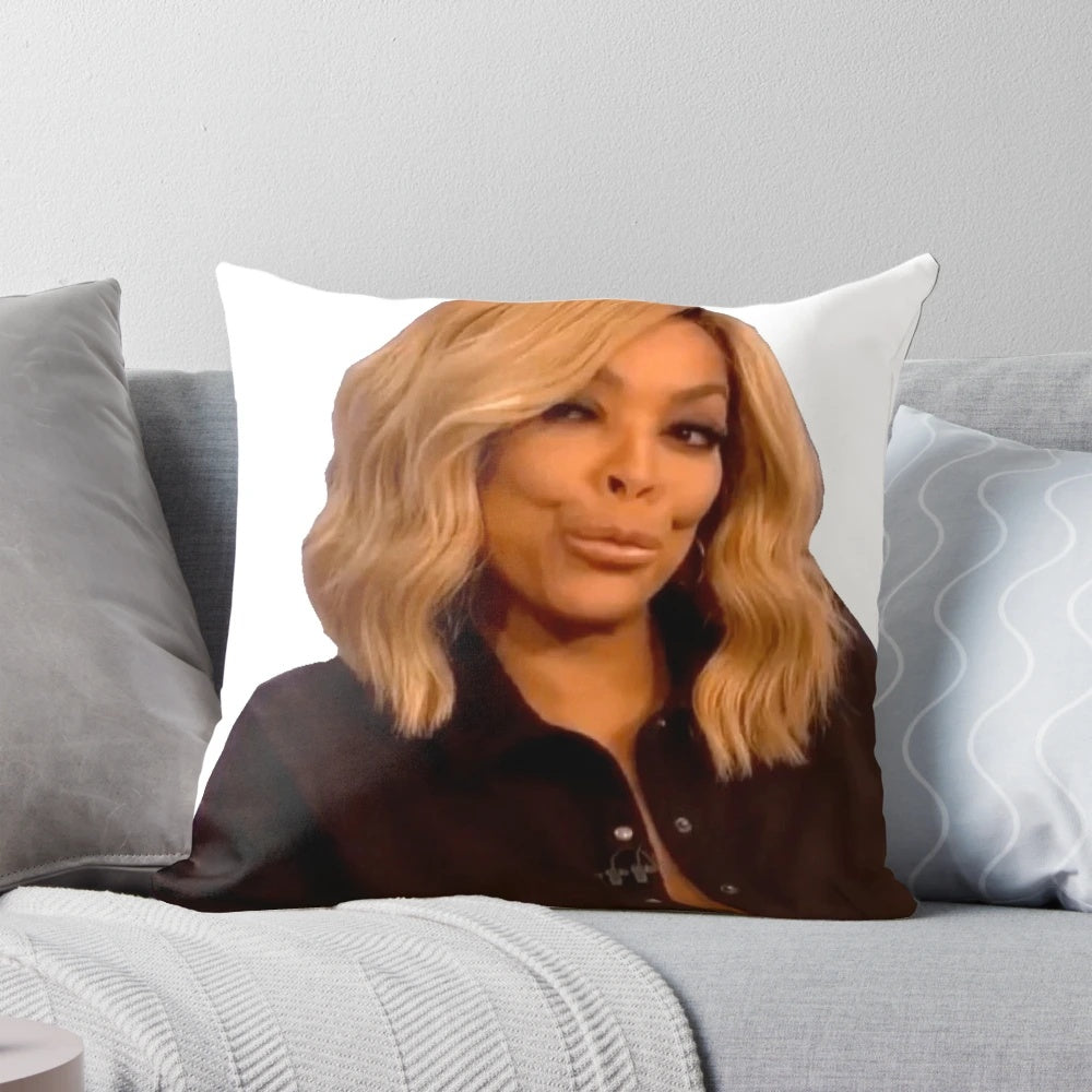 Wendy Williams Suspicious Reaction Pillow with Pursed Lips
