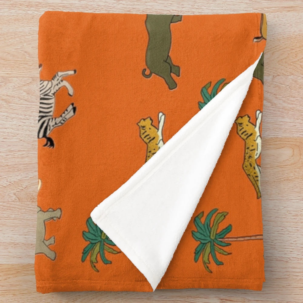 Wes Anderson inspired Darjeeling Luggage pattern plush blanket