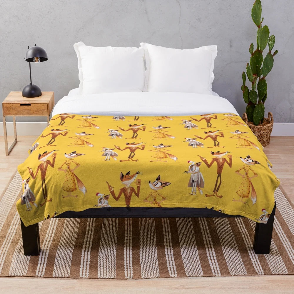 Wes Anderson inspired Fantastic Mr Fox family plush blanket