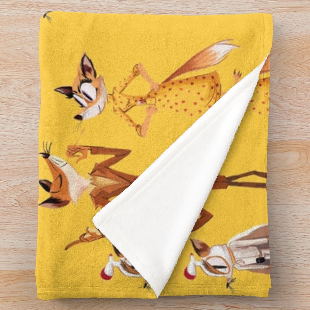 Wes Anderson inspired Fantastic Mr Fox family plush blanket