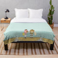 Wes Anderson inspired plush blanket with colorful graphic design