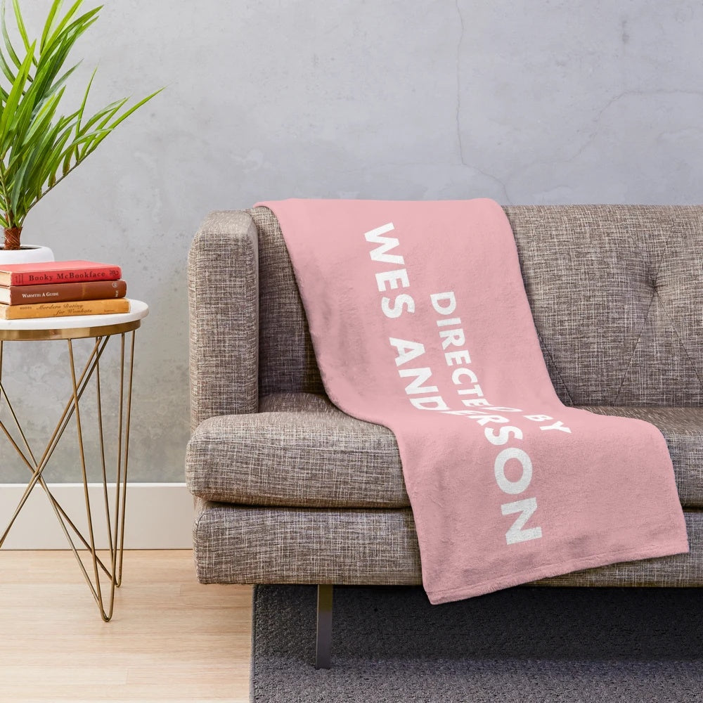 Wes Anderson movie inspired plush blanket with characters and references