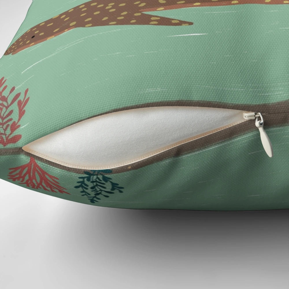Wes Anderson-inspired 'The Life Aquatic' decorative pillow featuring Bill Murray and a boat