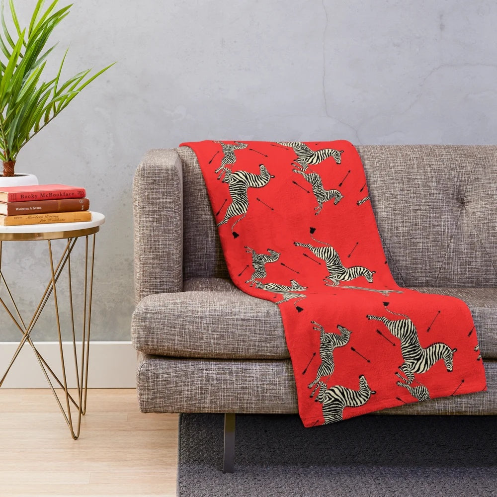 Wes Anderson-inspired zebra pattern plush blanket