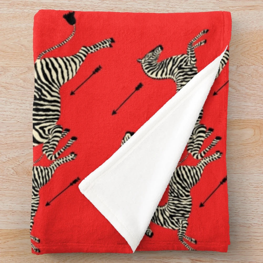 Wes Anderson-inspired zebra pattern plush blanket