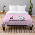 Westie dog on a plush blanket with a wine glass design
