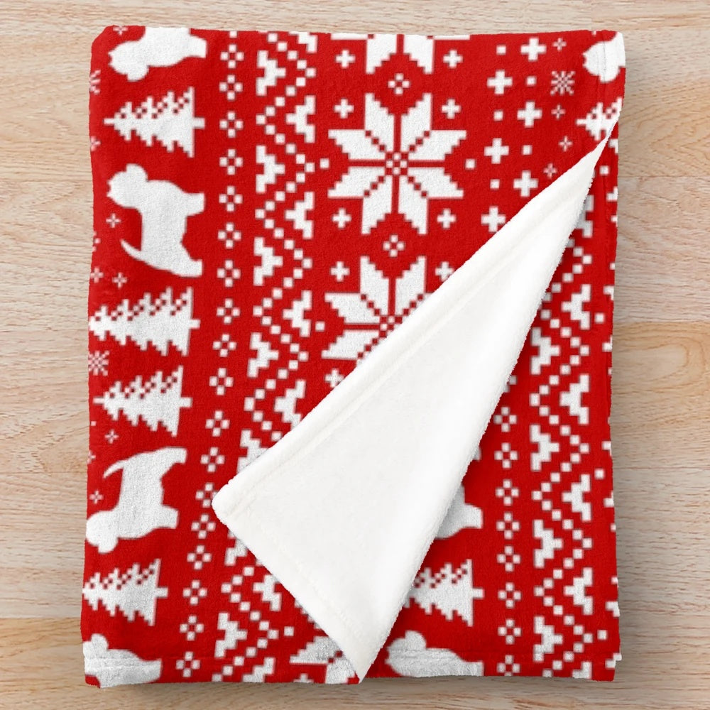 Westie Silhouettes Plush Blanket with Holiday Pattern