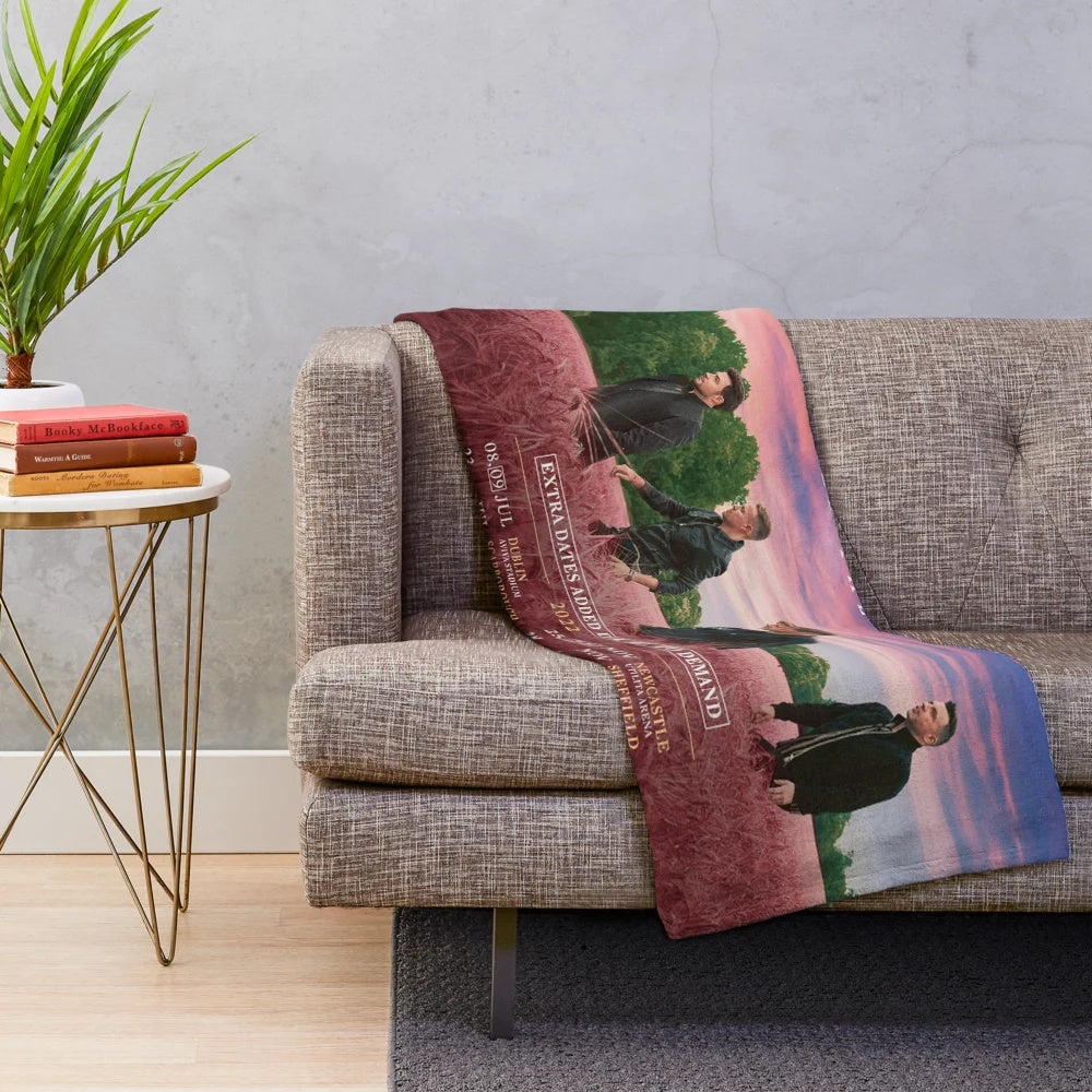 Westlife-inspired plush blanket with band members and tour dates