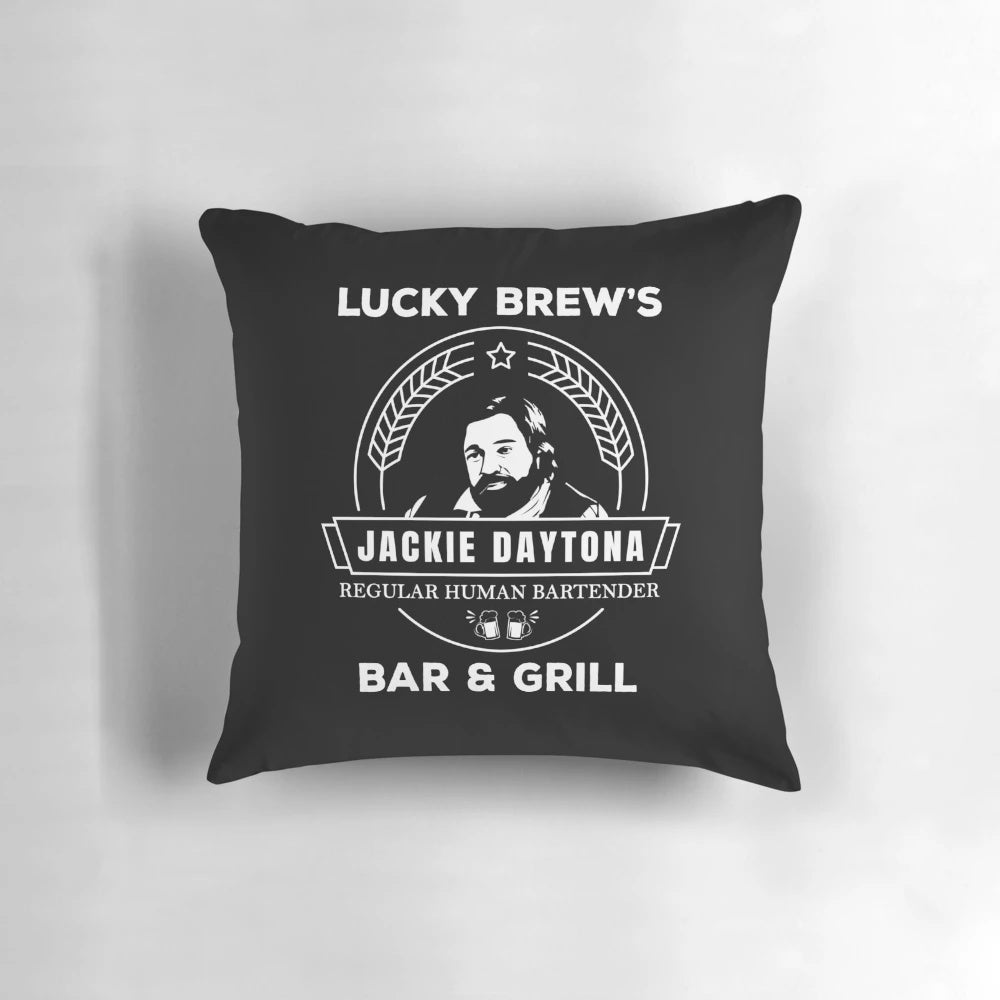 Pillow featuring the iconic "Jackie Daytona" character from the TV series "What We Do in the Shadows