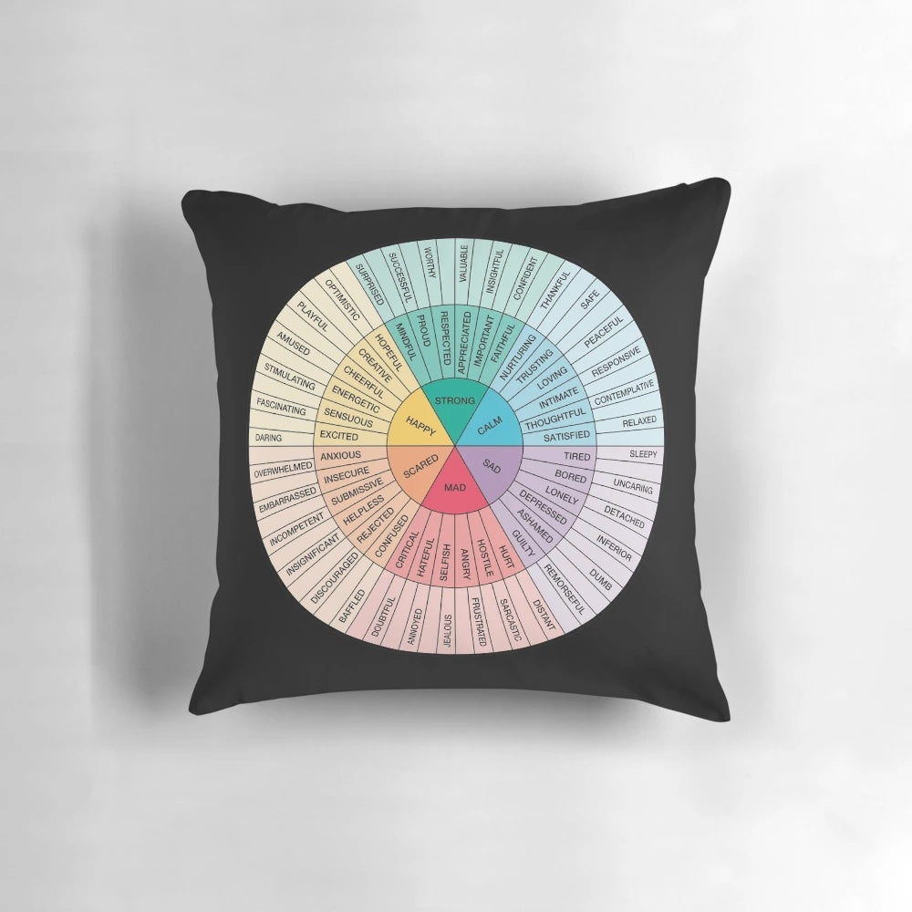 Wheel of Feelings and Emotions Pillow - Therapy and Counseling Art