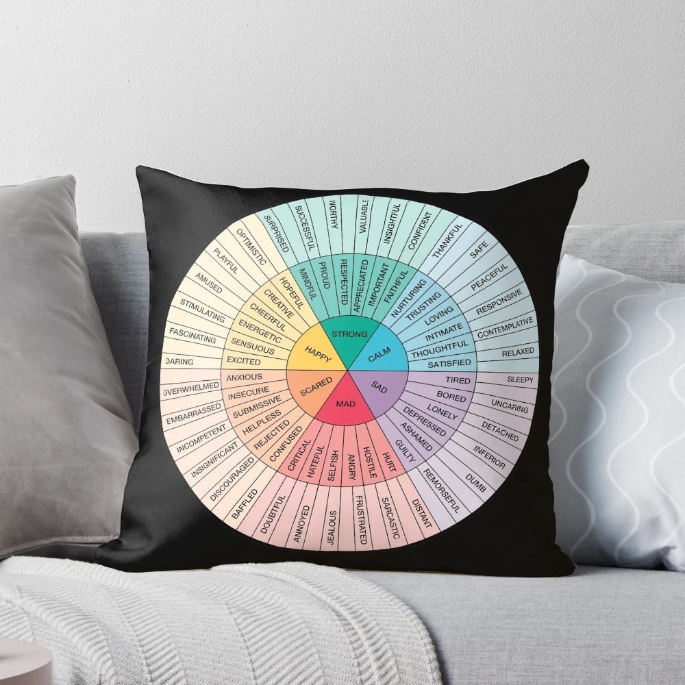 Wheel of Feelings and Emotions Pillow - Therapy and Counseling Art