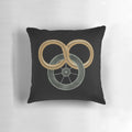 Stylized illustration of the Wheel of Time symbol on a decorative throw pillow