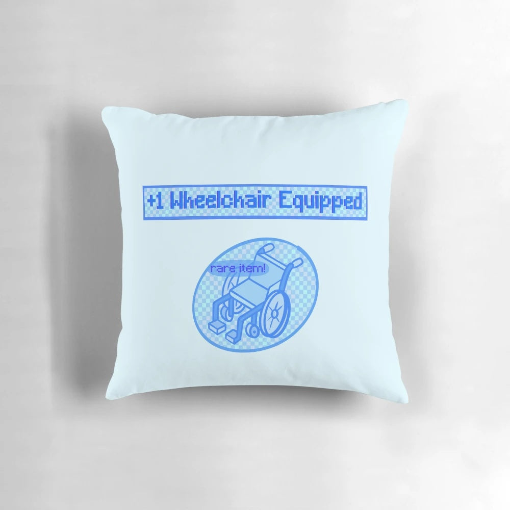 A wheelchair pillow providing comfortable and supportive seating for users with disabilities.