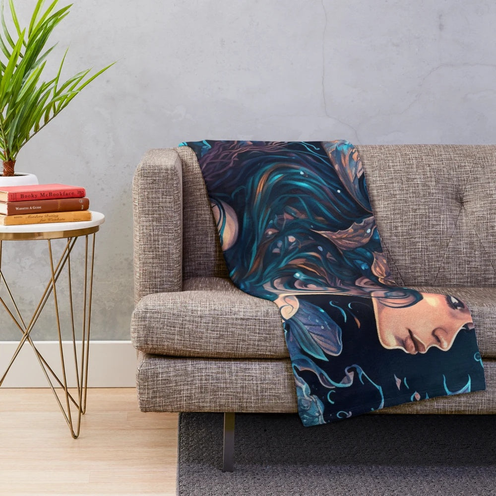 Plush blanket featuring whimagic sea creatures and mythical underwater beasts