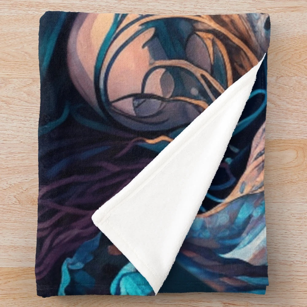 Plush blanket featuring whimagic sea creatures and mythical underwater beasts