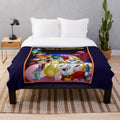 Colorful and surreal Alice in Wonderland inspired plush blanket